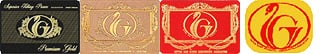 プレミアムゴールド、ロイヤルゴールド、エクセルゴールド、ニューゴールドの日羽協の4種類のゴールドラベルの写真