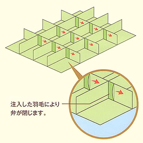 羽毛の片寄り防止HM立体キルト