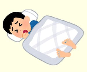 羽毛布団は体を余裕で被うサイズの必要性をアピールする図