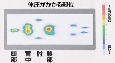 上向きに寝たときの体圧の状態