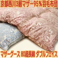 ハンガリー産ホワイトマザーグース西川3層羽毛布団ダブルフェイス国産80超長綿kn-4s12194