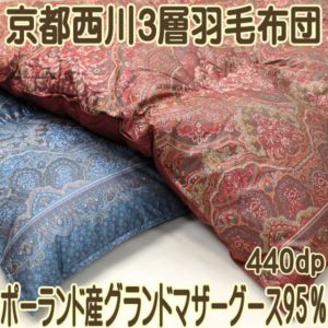 ポーランド産グランドマザーグース95%440DP京都西川羽毛布団kn-4e5505